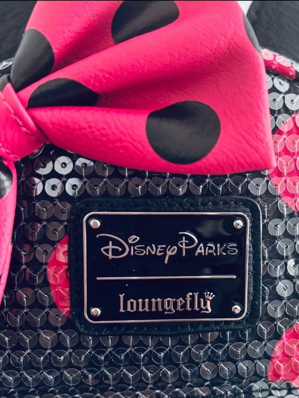 Disney Parks Minnie Mouse Sequined Polka Dot Loungefly Mini Backpack